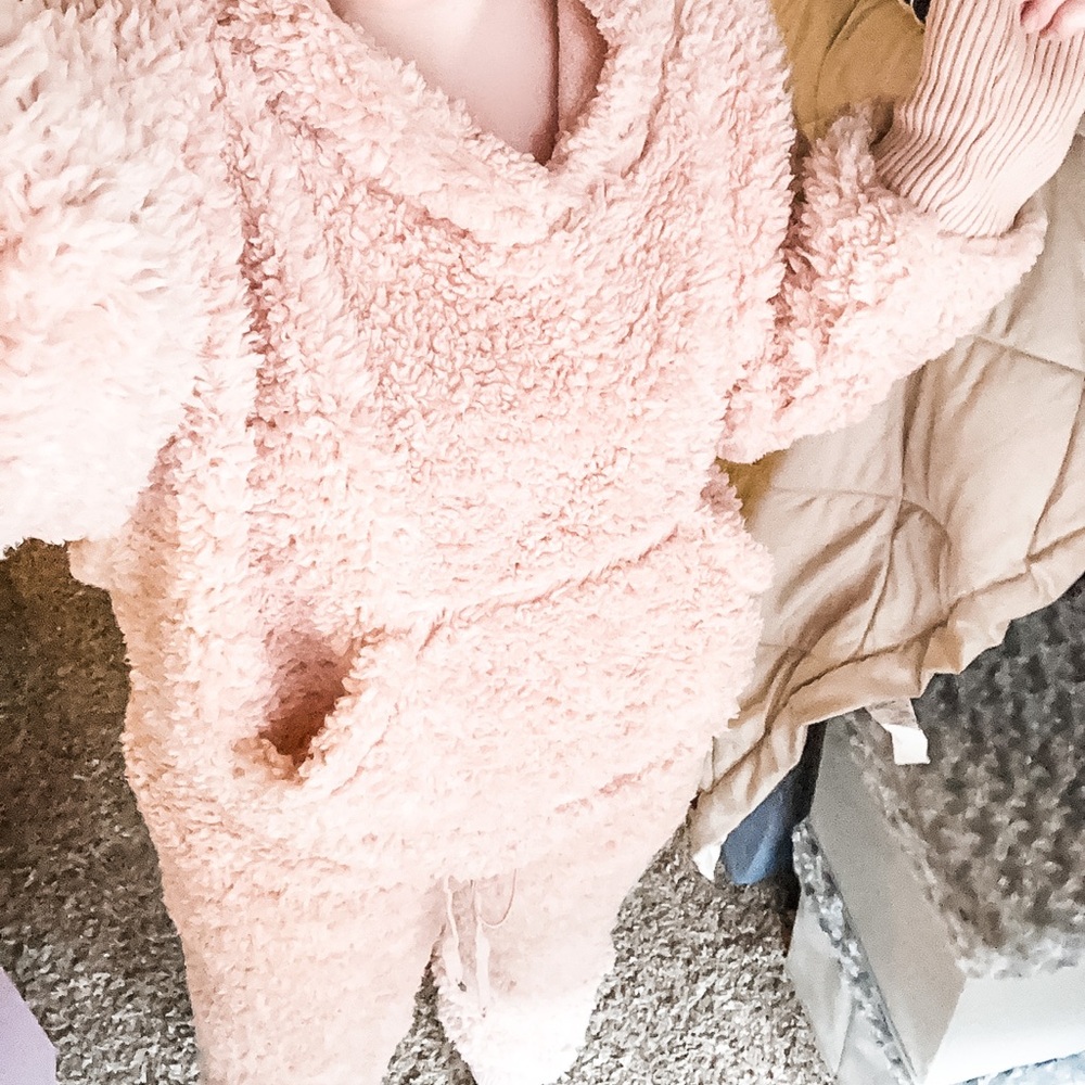 {Olivaceous} Sherpa Hoodie and Jogger Set